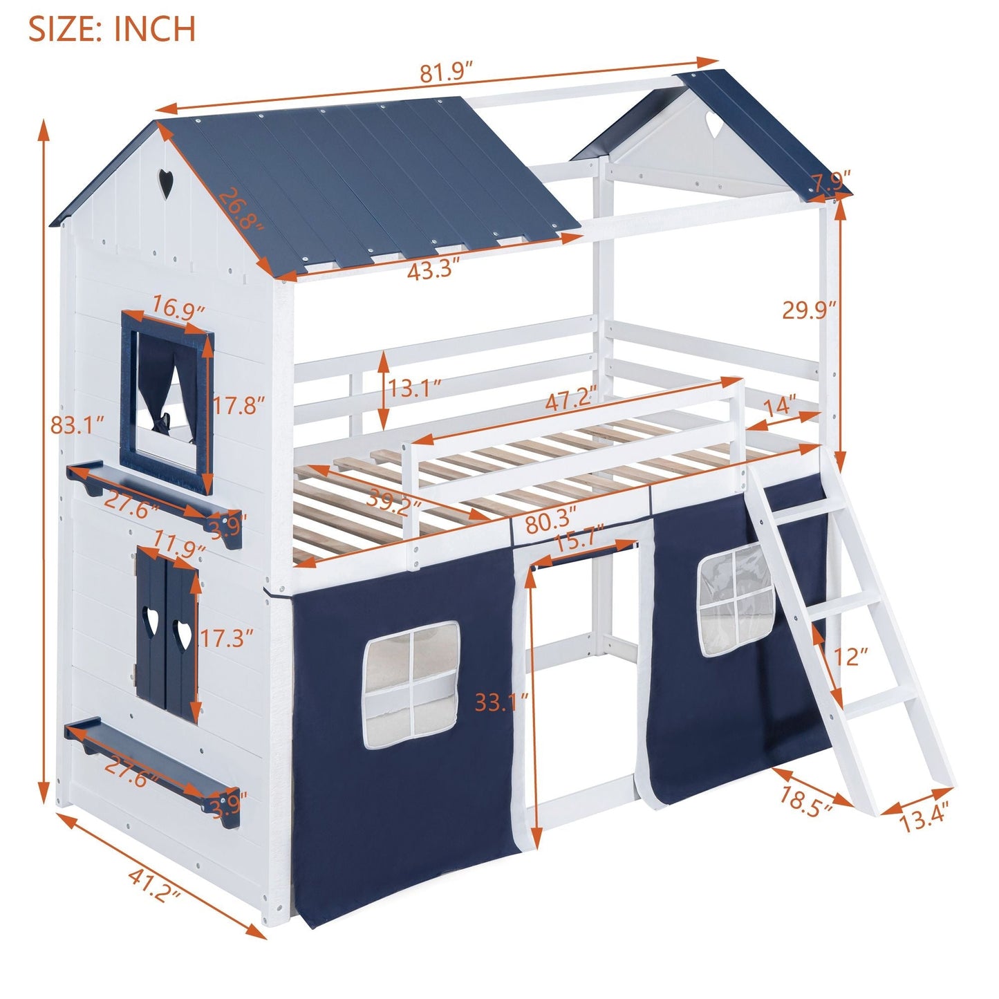 Twin Over Twin Wood Bunk Bed for Kids with Ladder and Guardrails | Just Better Bunk Beds