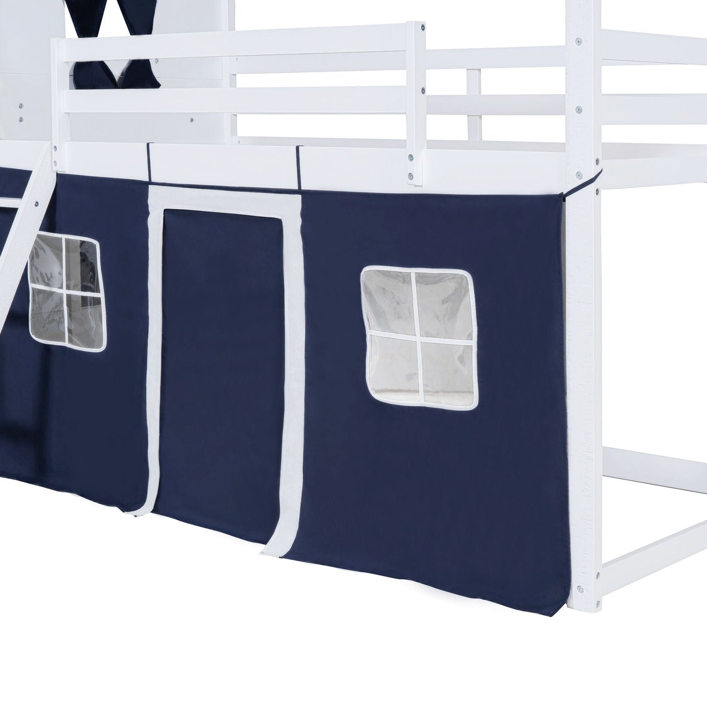 Twin Over Twin Wood Bunk Bed for Kids with Ladder and Guardrails | Just Better Bunk Beds