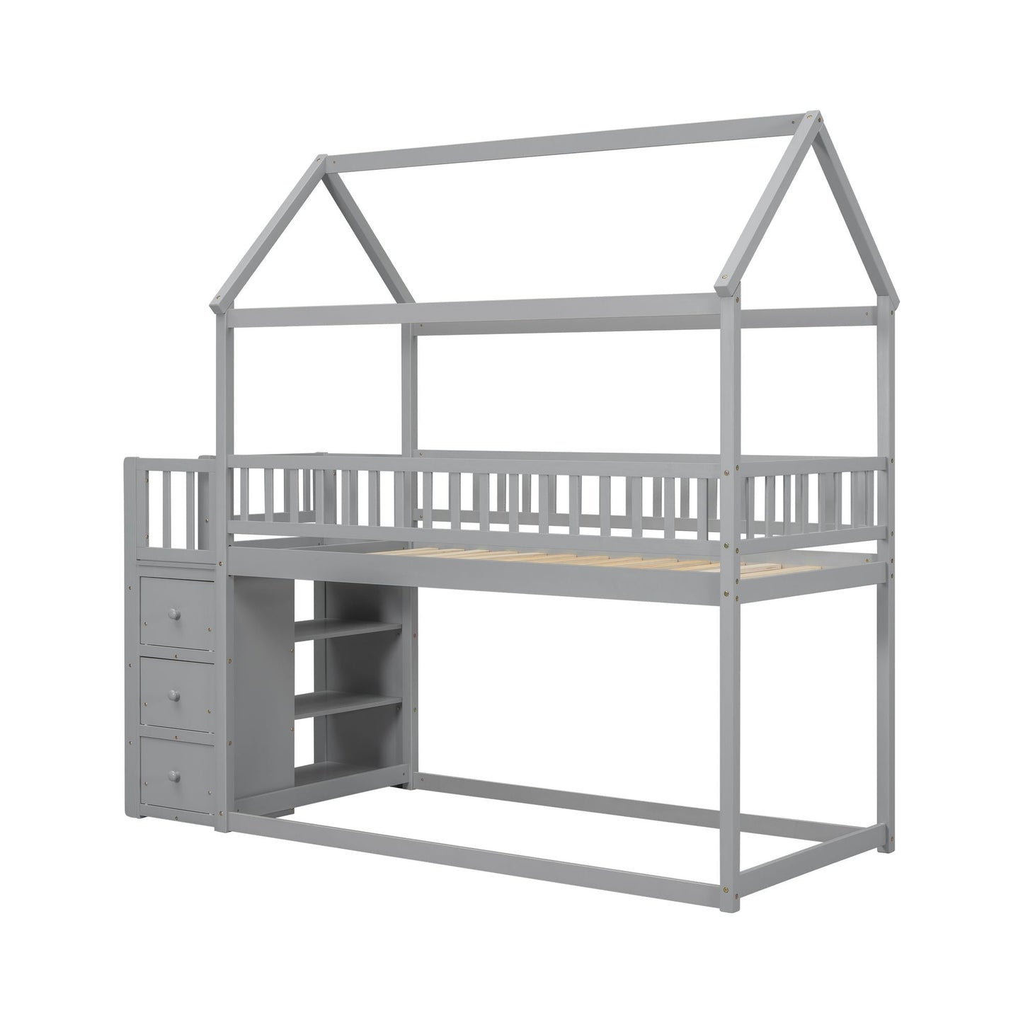 Twin Over Twin Wood Bunk Bed for Kids with Ladder and Guardrails | Just Better Bunk Beds