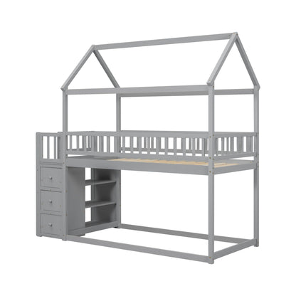 Twin Over Twin Wood Bunk Bed for Kids with Ladder and Guardrails | Just Better Bunk Beds