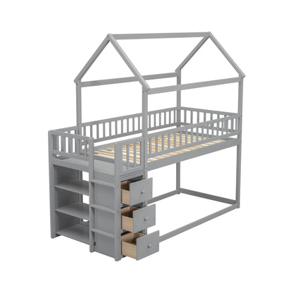 Twin Over Twin Wood Bunk Bed for Kids with Ladder and Guardrails | Just Better Bunk Beds