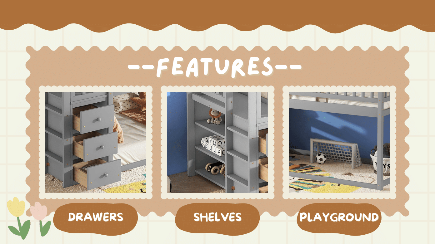 Twin Over Twin Wood Bunk Bed for Kids with Ladder and Guardrails | Just Better Bunk Beds