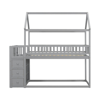Twin Over Twin Wood Bunk Bed for Kids with Ladder and Guardrails | Just Better Bunk Beds