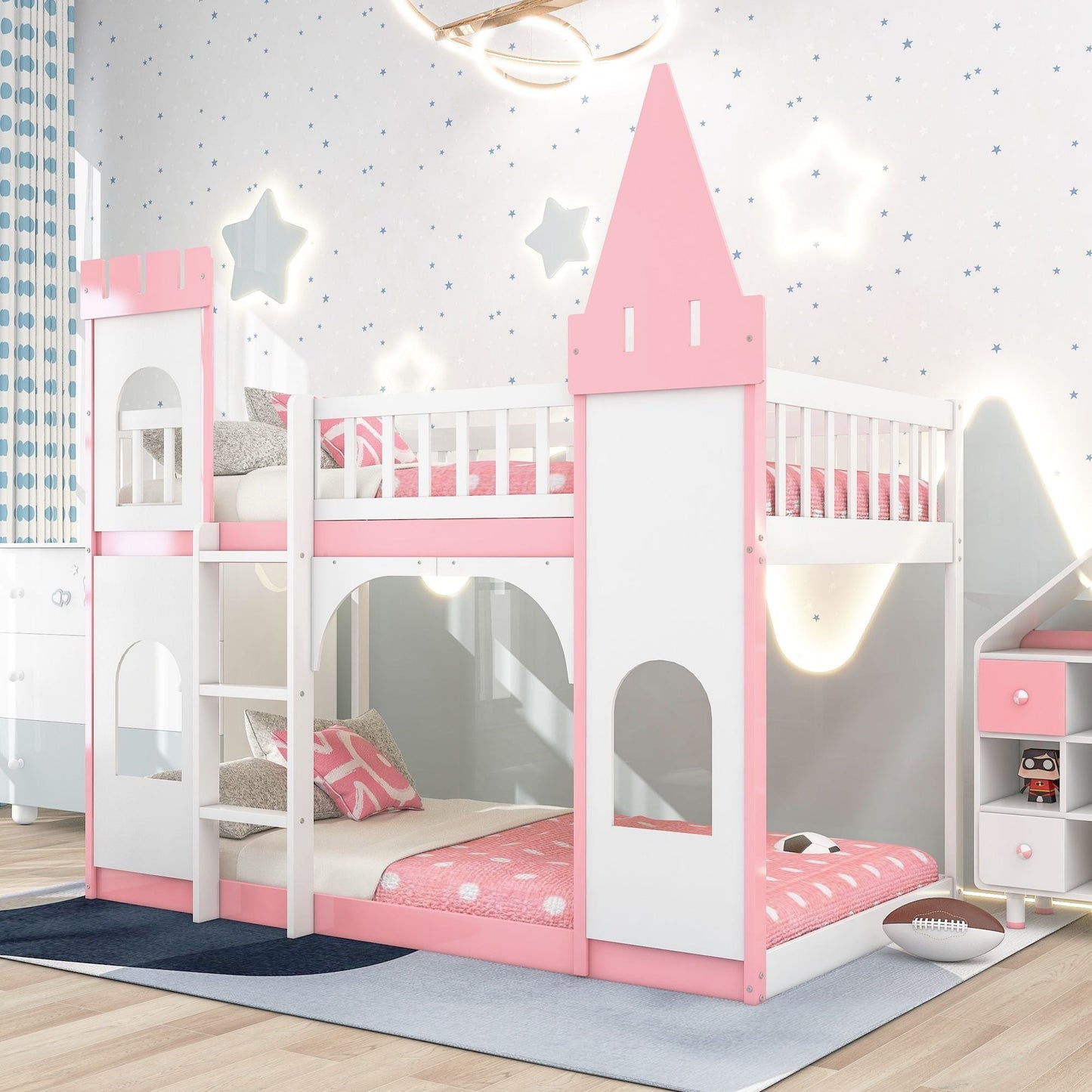 Twin Over Twin Wood Bunk Bed for Kids with Ladder and Guardrails | Just Better Bunk Beds
