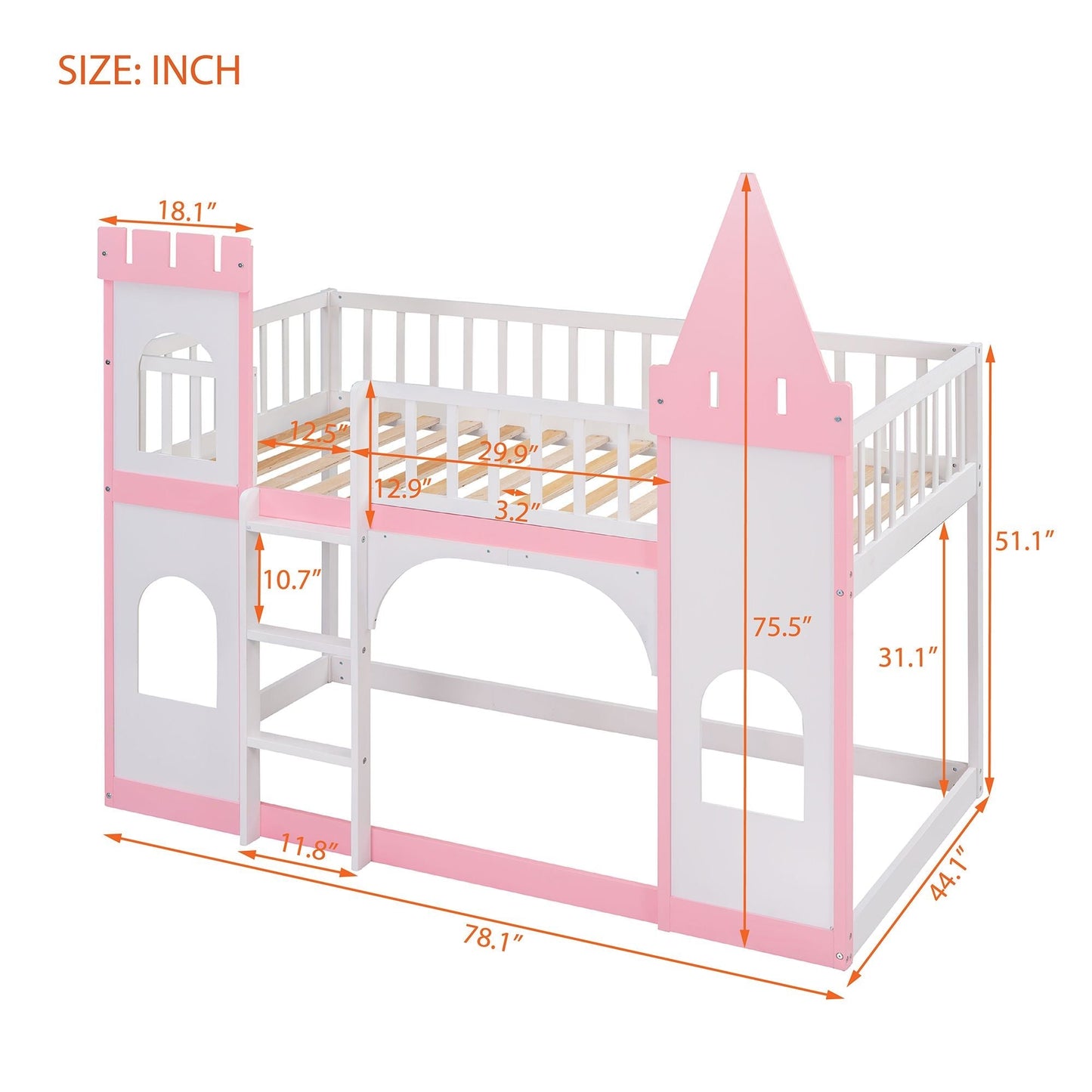 Twin Over Twin Wood Bunk Bed for Kids with Ladder and Guardrails | Just Better Bunk Beds