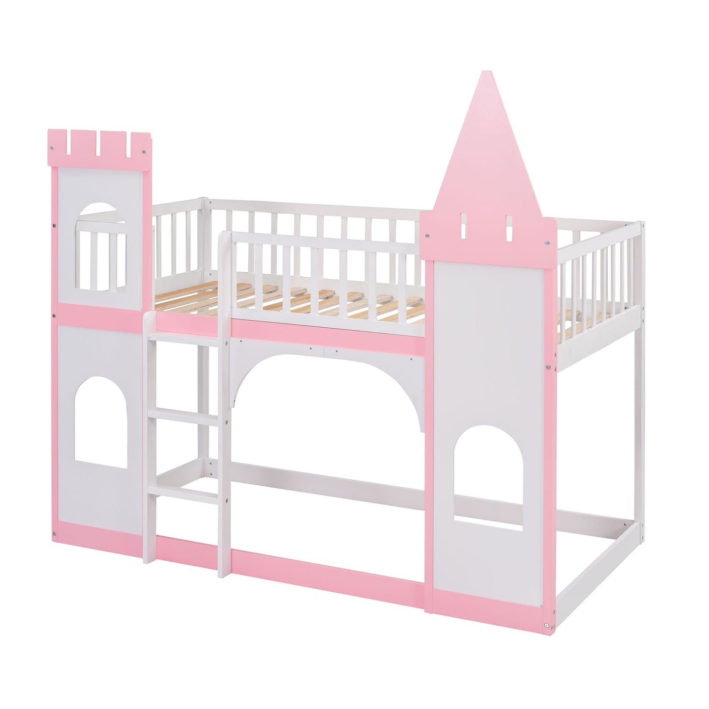 Twin Over Twin Wood Bunk Bed for Kids with Ladder and Guardrails | Just Better Bunk Beds