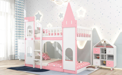 Twin Over Twin Wood Bunk Bed for Kids with Ladder and Guardrails | Just Better Bunk Beds
