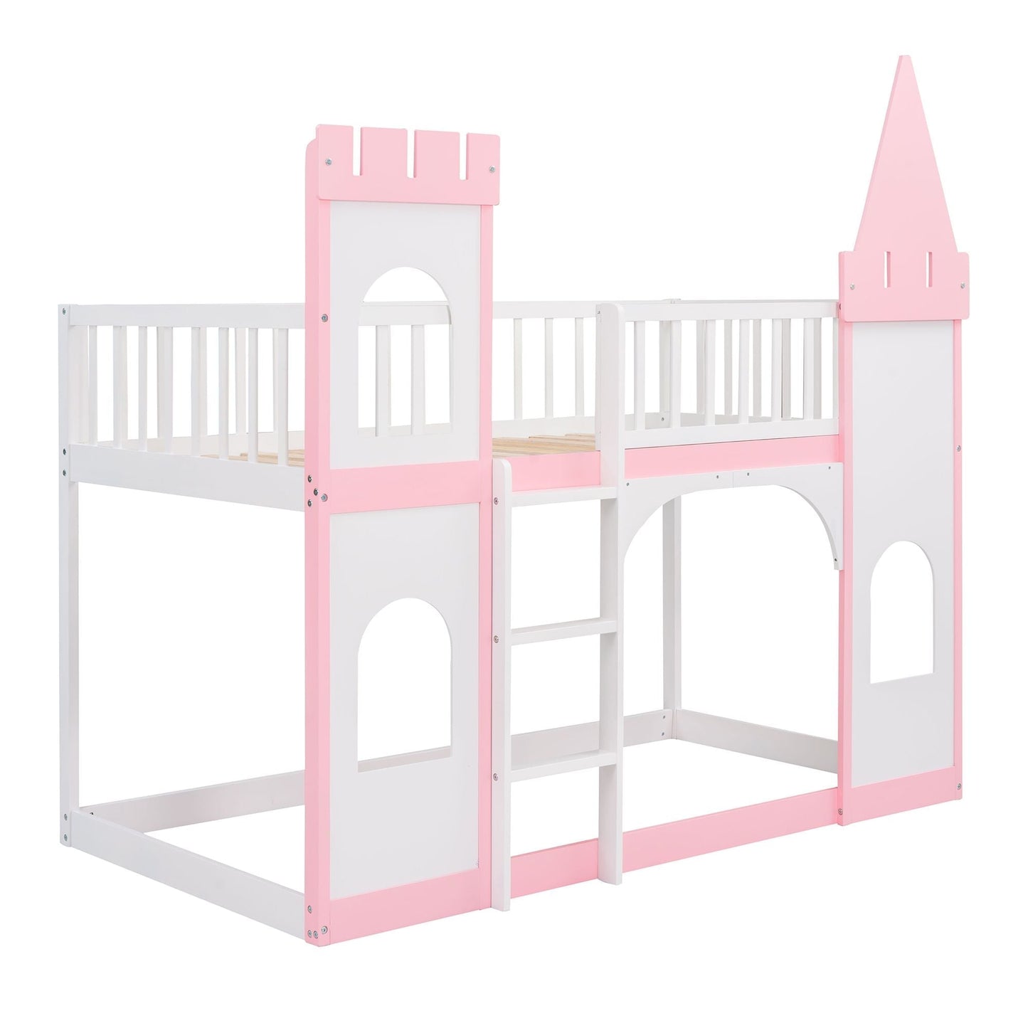 Twin Over Twin Wood Bunk Bed for Kids with Ladder and Guardrails | Just Better Bunk Beds