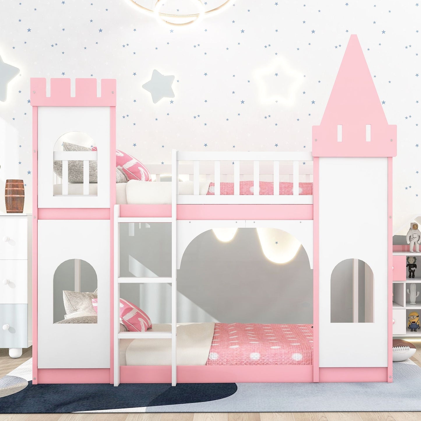 Twin Over Twin Wood Bunk Bed for Kids with Ladder and Guardrails | Just Better Bunk Beds