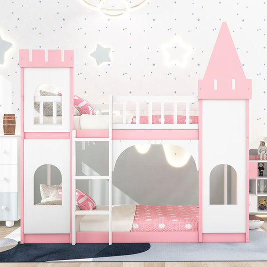 Twin Over Twin Wood Bunk Bed for Kids with Ladder and Guardrails | Just Better Bunk Beds