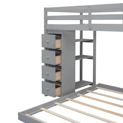 Twin Over Full Wood Bunk Bed with Storage Staircase and Drawers | Just Better Bunk Beds