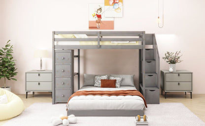 Twin Over Full Wood Bunk Bed with Storage Staircase and Drawers | Just Better Bunk Beds