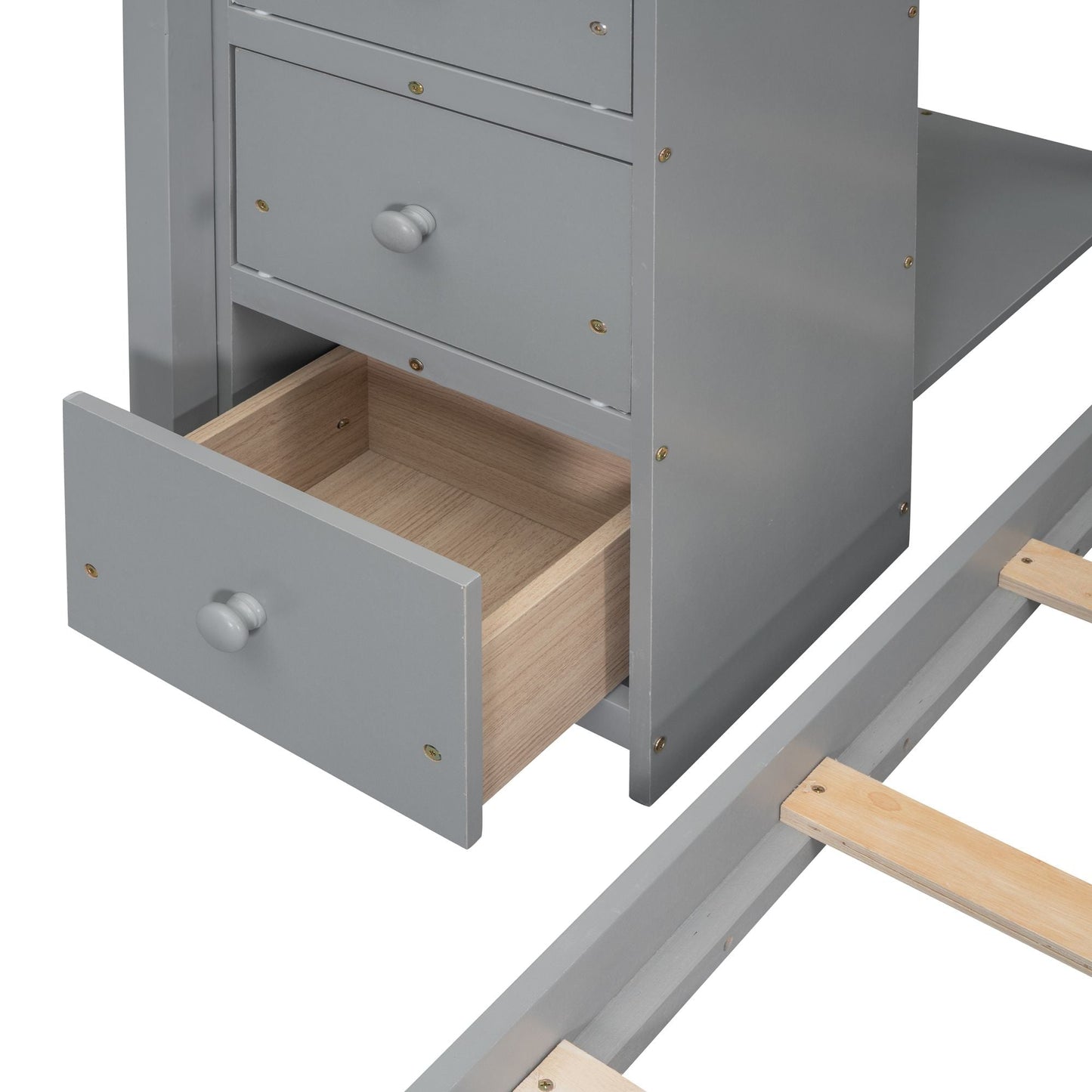 Twin Over Full Wood Bunk Bed with Storage Staircase and Drawers | Just Better Bunk Beds
