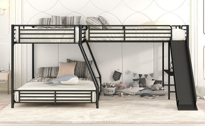 Twin Over Full Metal Bunk Bed with Integrated Ladder, Black | Just Better Bunk Beds