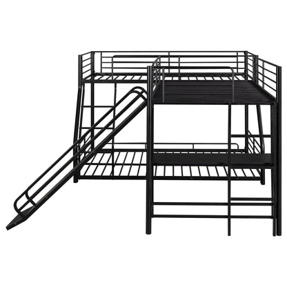 Twin Over Full Metal Bunk Bed with Integrated Ladder, Black | Just Better Bunk Beds