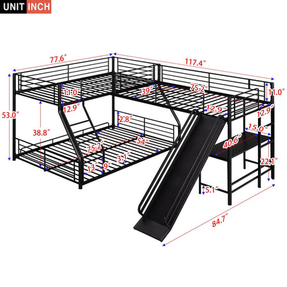 Twin Over Full Metal Bunk Bed with Integrated Ladder, Black | Just Better Bunk Beds