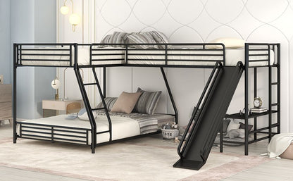 Twin Over Full Metal Bunk Bed with Integrated Ladder, Black | Just Better Bunk Beds
