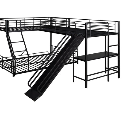 Twin Over Full Metal Bunk Bed with Integrated Ladder, Black | Just Better Bunk Beds