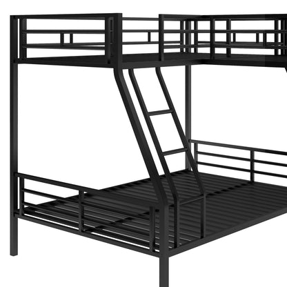Twin Over Full Metal Bunk Bed with Integrated Ladder, Black | Just Better Bunk Beds