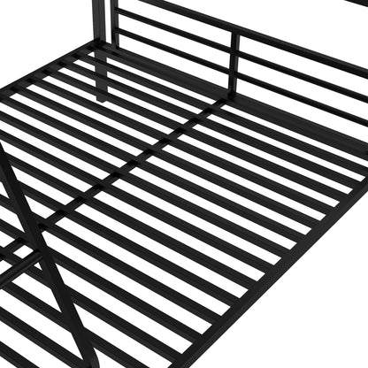 Twin Over Full Metal Bunk Bed with Integrated Ladder, Black | Just Better Bunk Beds