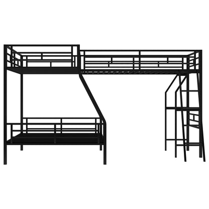 Twin Over Full Metal Bunk Bed with Integrated Ladder, Black | Just Better Bunk Beds