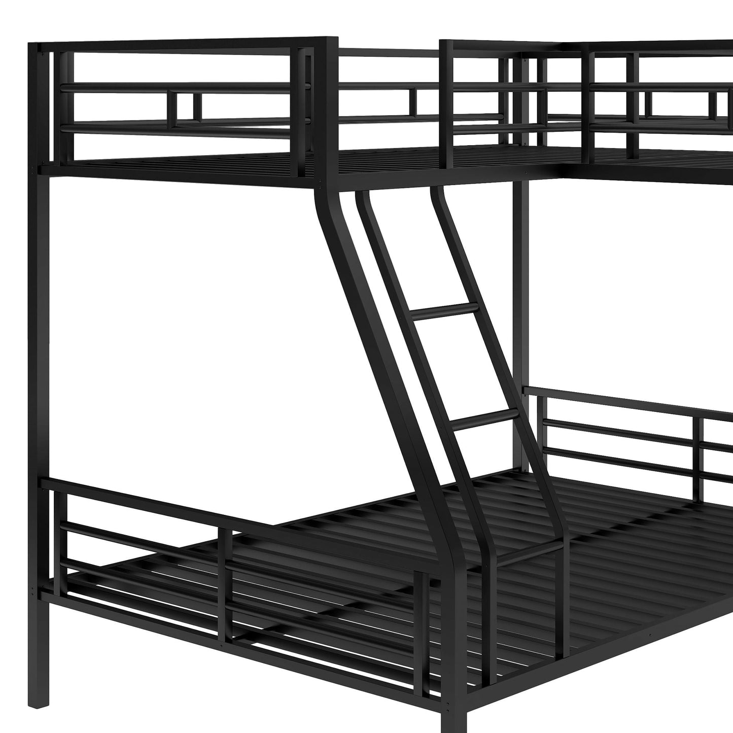 Twin Over Full Metal Bunk Bed with Integrated Ladder, Black | Just Better Bunk Beds