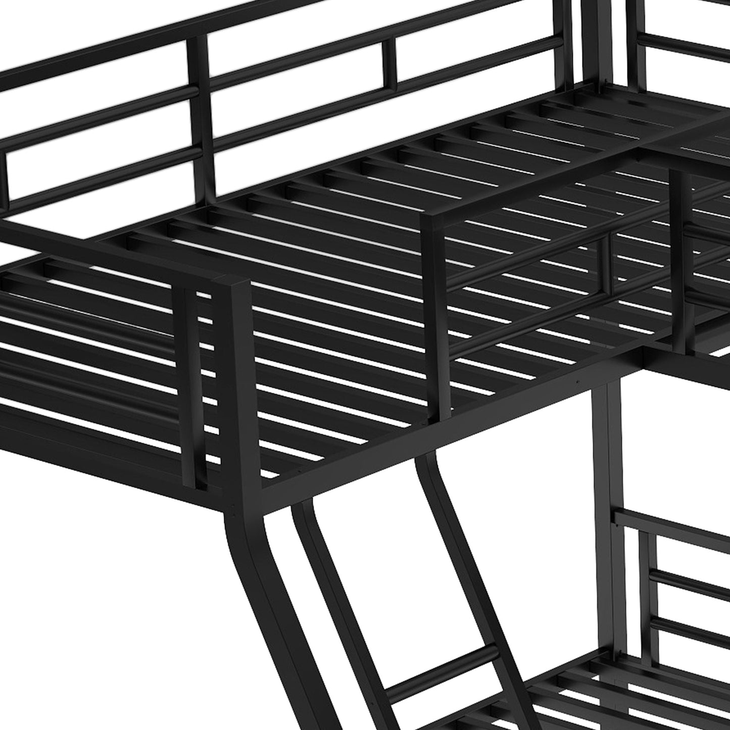 Twin Over Full Metal Bunk Bed with Integrated Ladder, Black | Just Better Bunk Beds