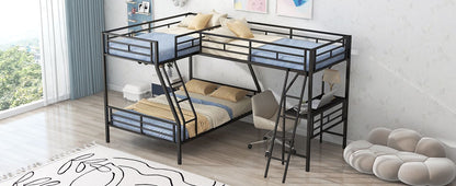Twin Over Full Metal Bunk Bed with Integrated Ladder, Black | Just Better Bunk Beds