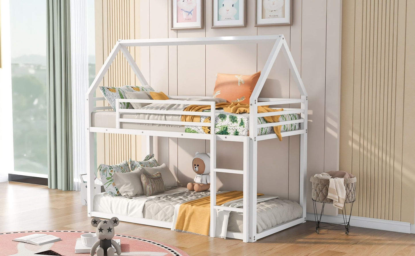 Twin Over Twin Metal Bunk Bed for Kids, ASTM Certified with Guardrails | Just Better Bunk Beds