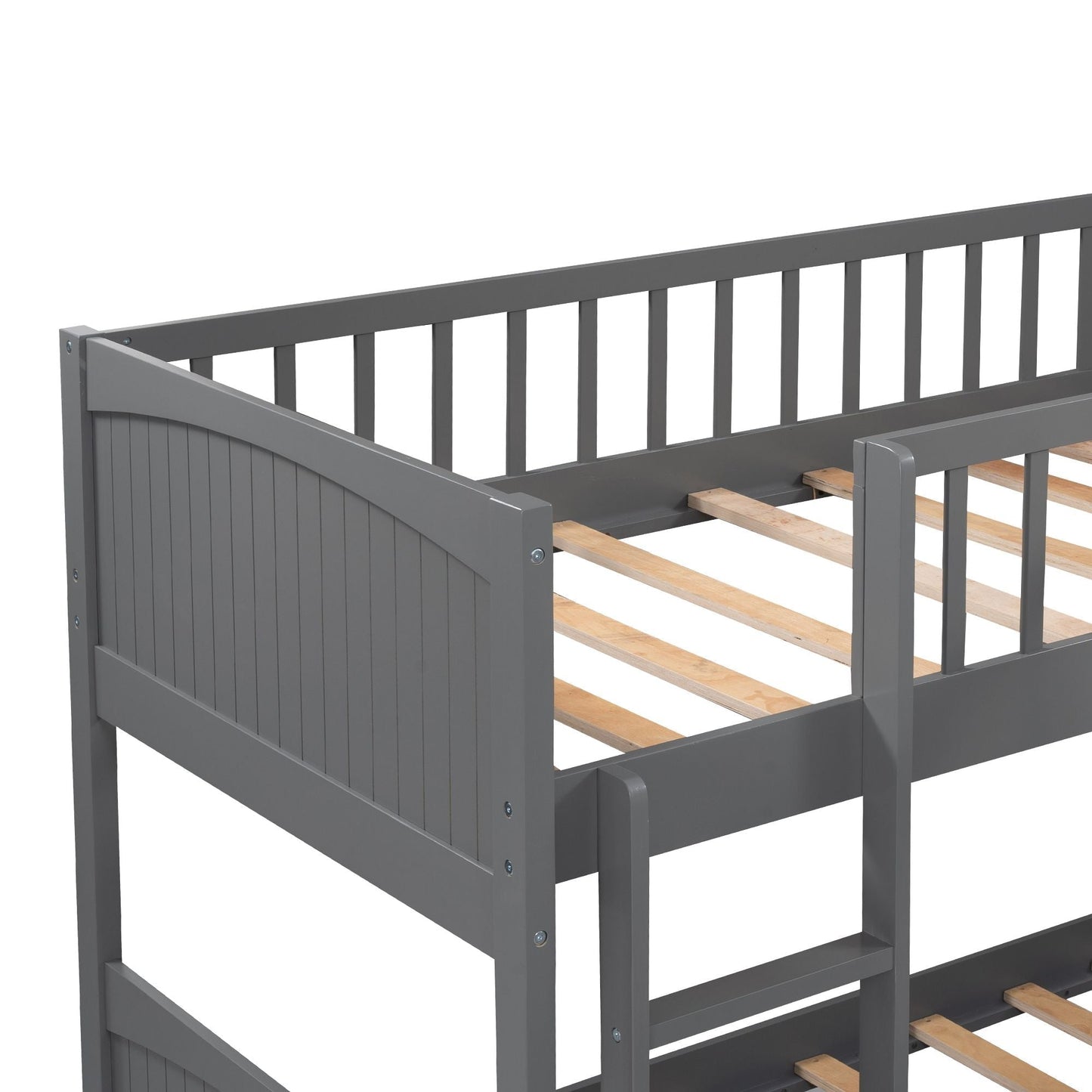 Twin Over Twin Loft Bunk Bed with Two Storage Drawers, Gray Pine Wood | Just Better Bunk Beds