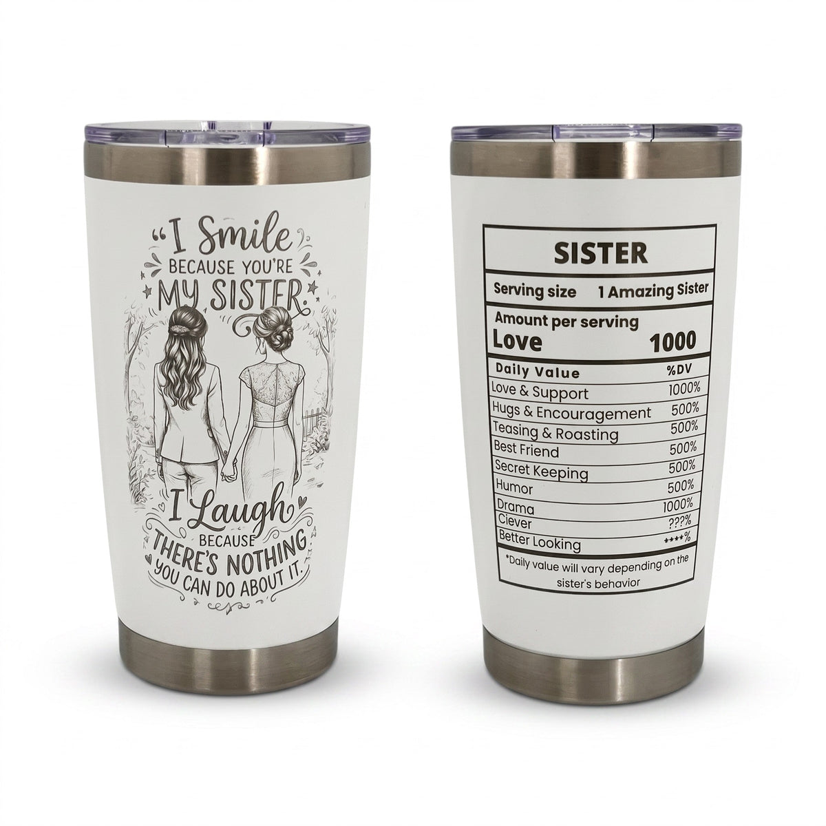 Unique Sister Gift 20oz Insulated Stainless Steel Travel Tumbler