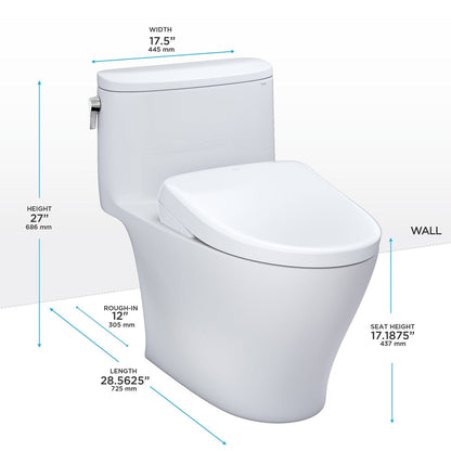 TOTO WASHLET+ Nexus One-Piece Toilet with Auto Flush S7A Bidet Seat, Cotton White